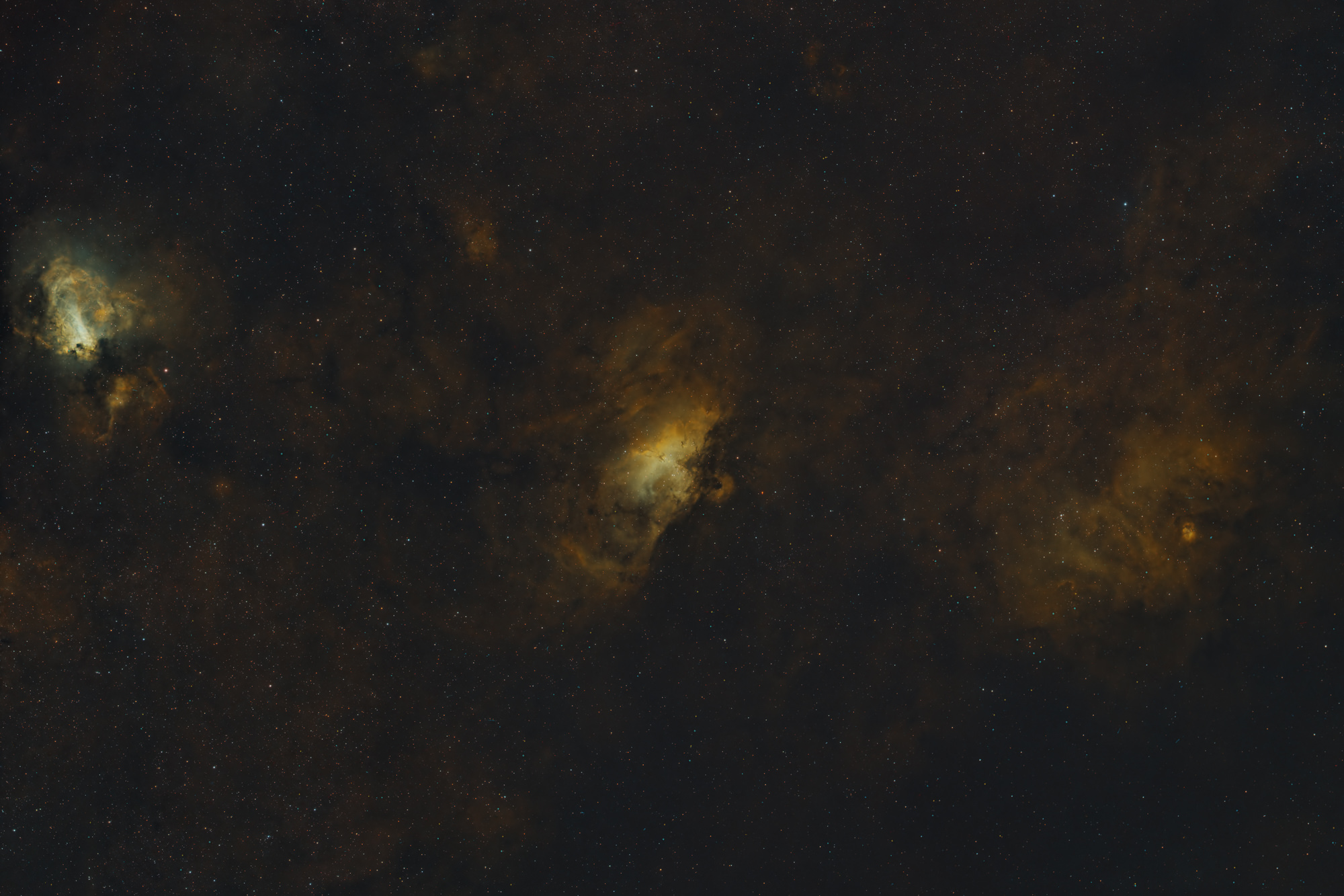 The Eagle Nebula or IC 4703 is a nebula associated with an open star cluster. The open star cluster bears the designation M16 in the Messier catalogue.